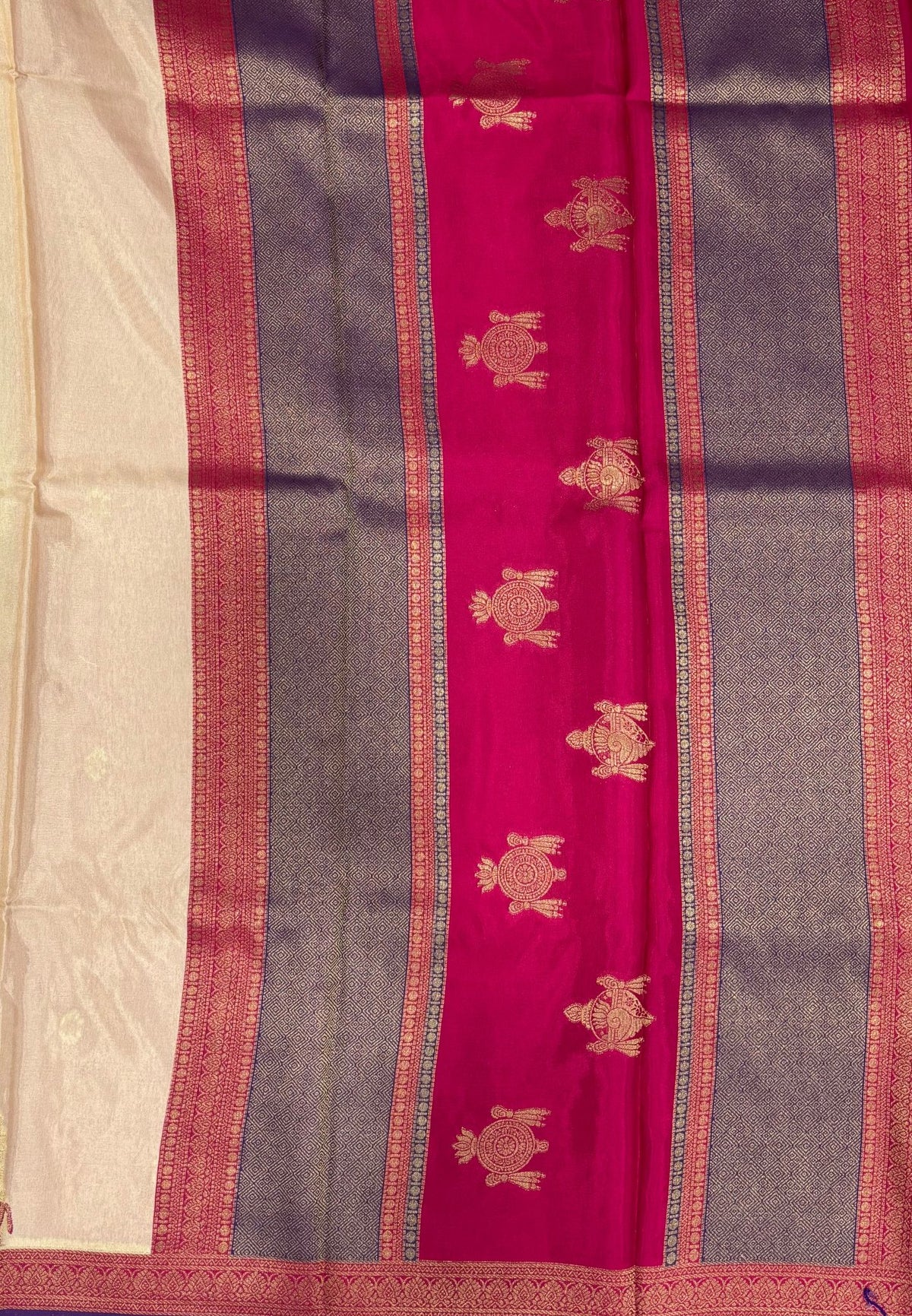 Art Mysore Silk Saree-Sandal with Rajagopuram Zari Border