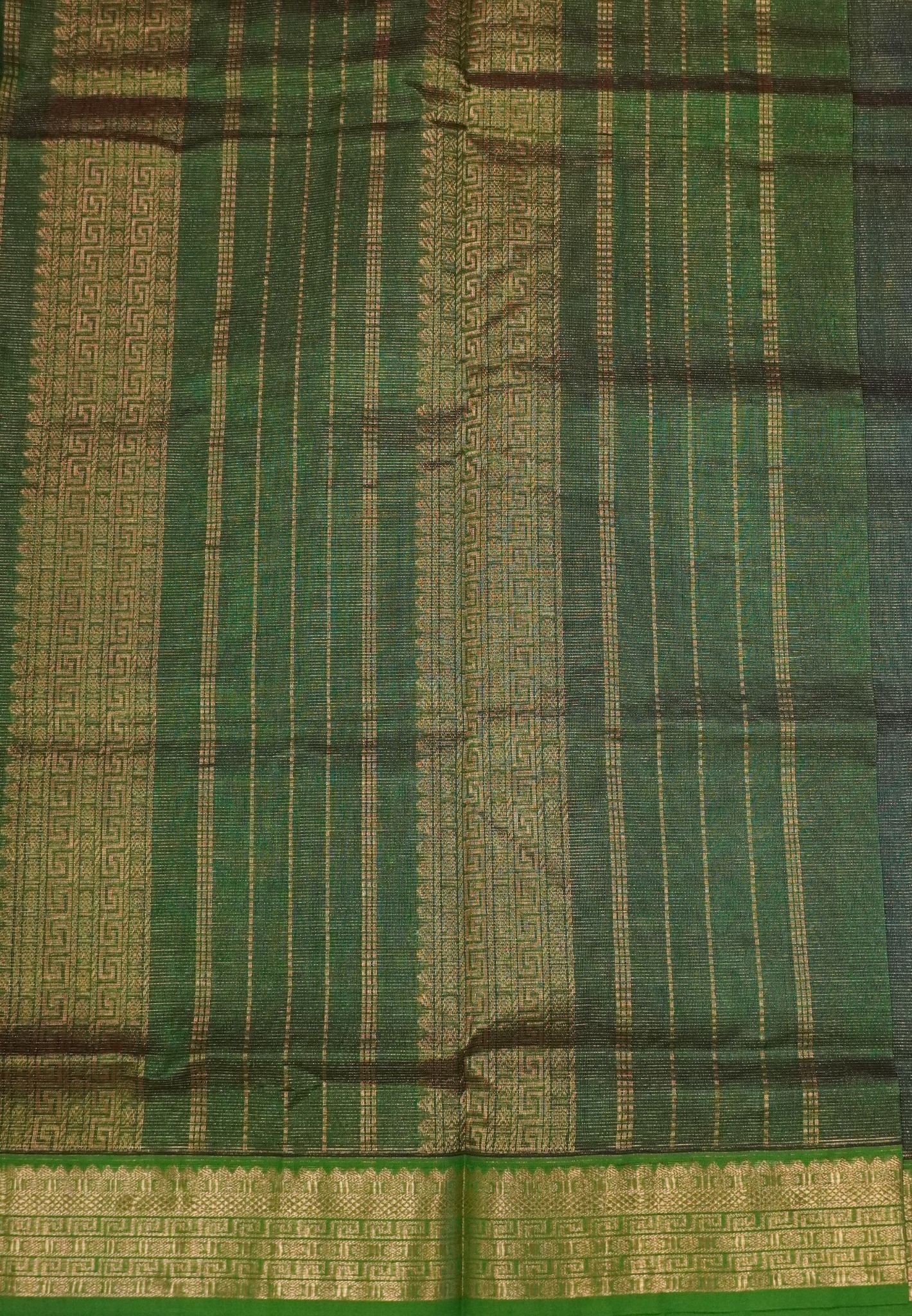 Pure Silk Cotton Saree-MS Blue with Contrast Border in Vairaoosi