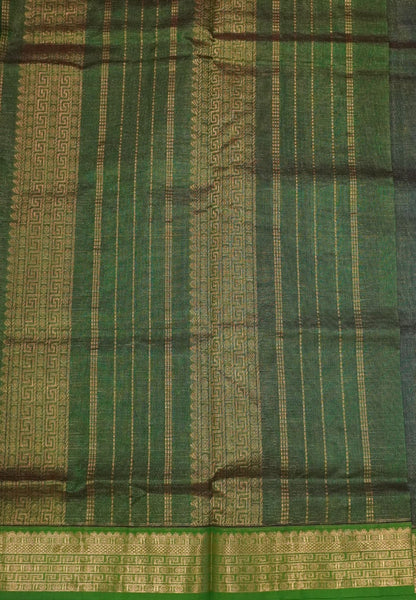 Pure Silk Cotton Saree-MS Blue with Contrast Border in Vairaoosi