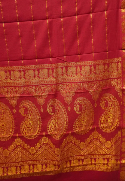 Sungudi Cotton Saree-Red with Veldhari Pattern & Rich Pallu
