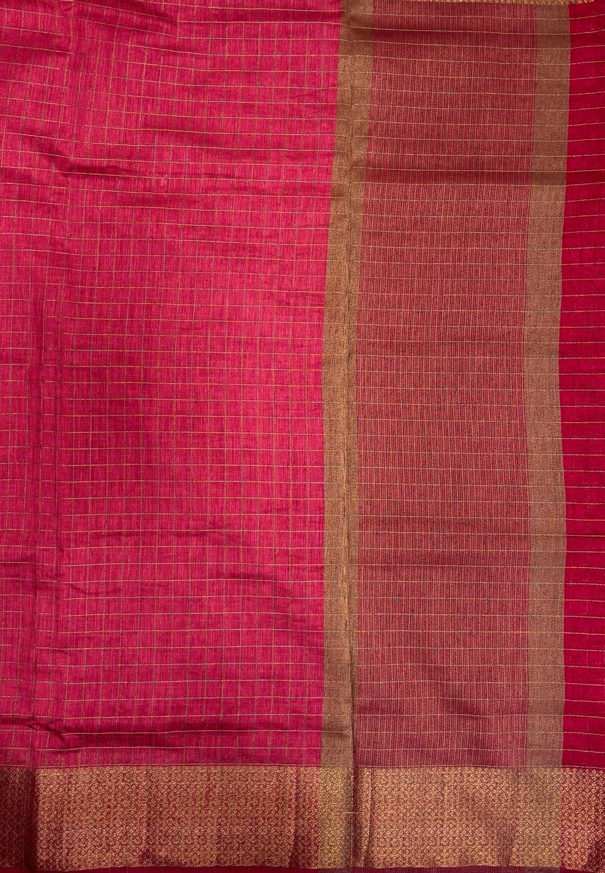 Bamboo Saree-Muted Maroon in Mini Checked Zari Border