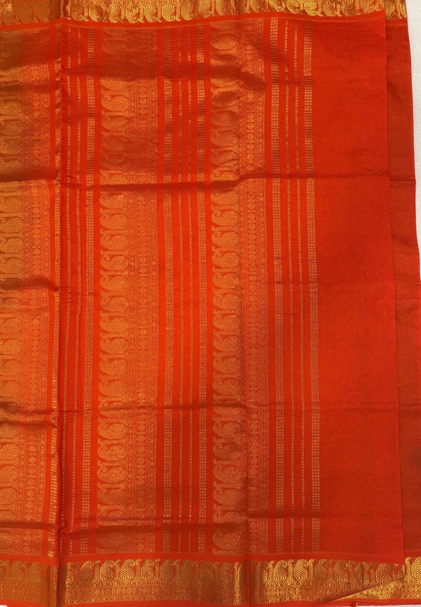 Silk Cotton Saree-Sandal with Contrast Border in Vairaoosi