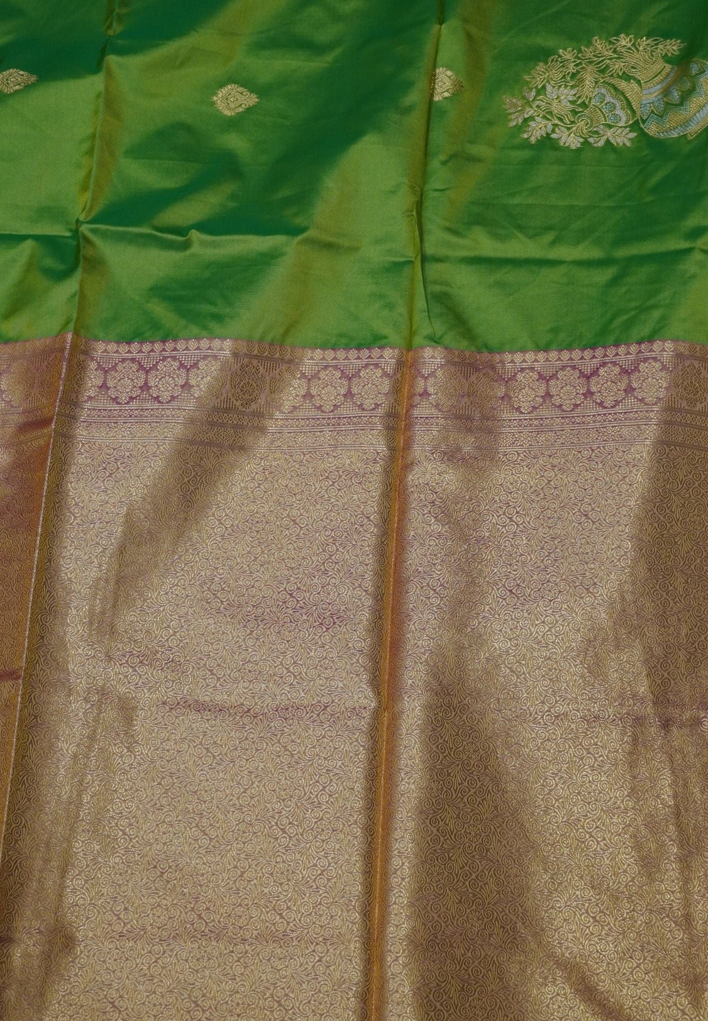 Semi Silk Saree-Fluorescent Green