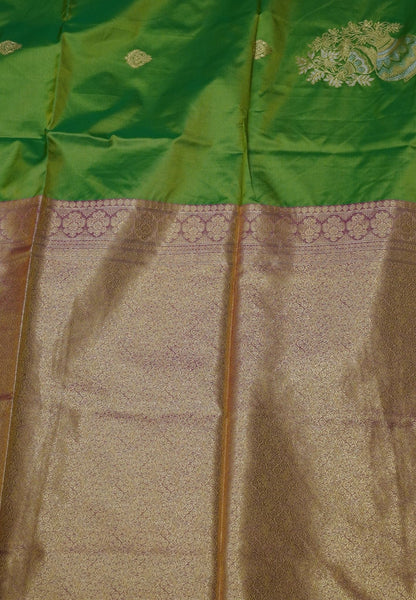 Semi Silk Saree-Fluorescent Green