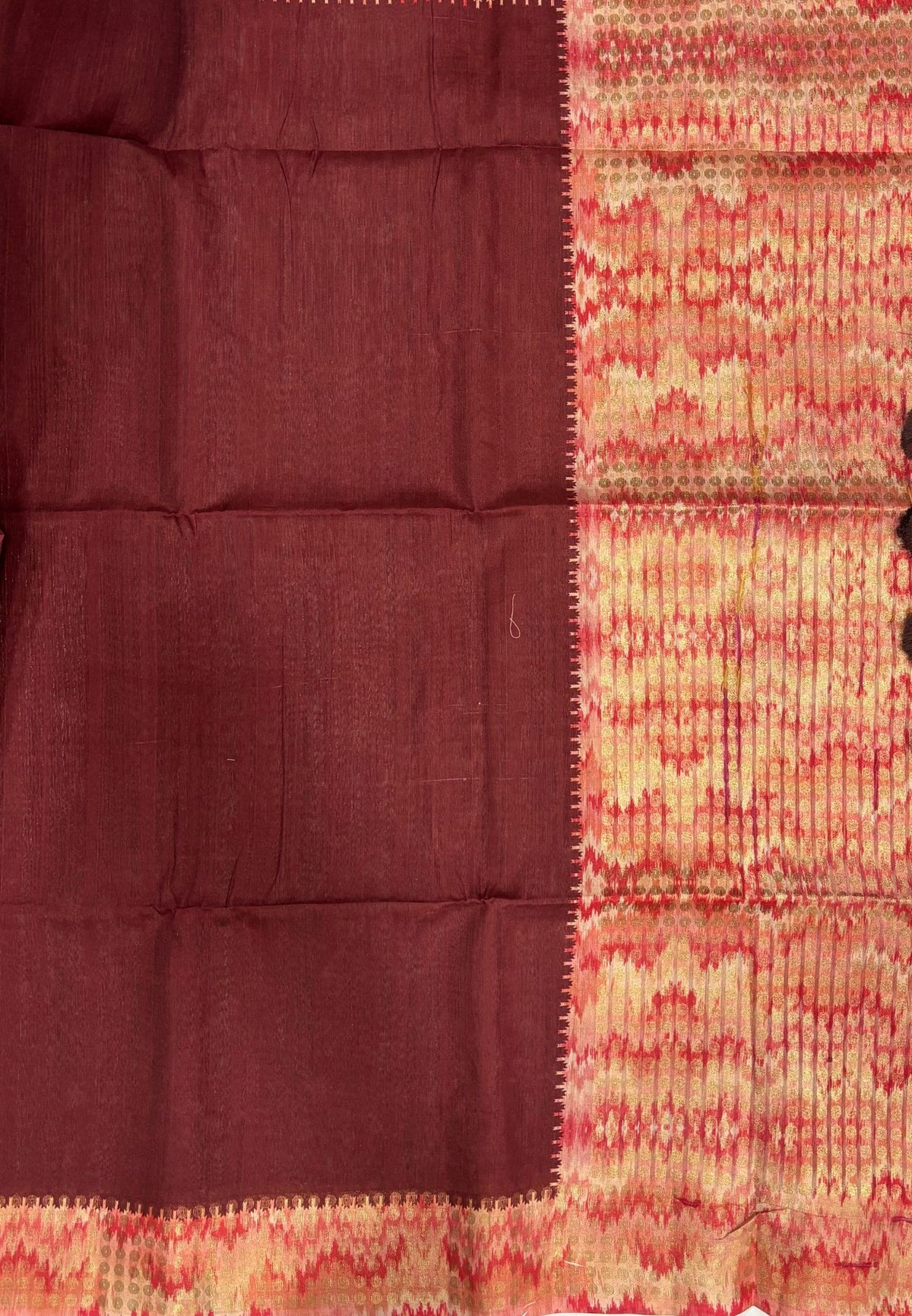 Semi Tussar Saree-Honey with Coin Zari Border