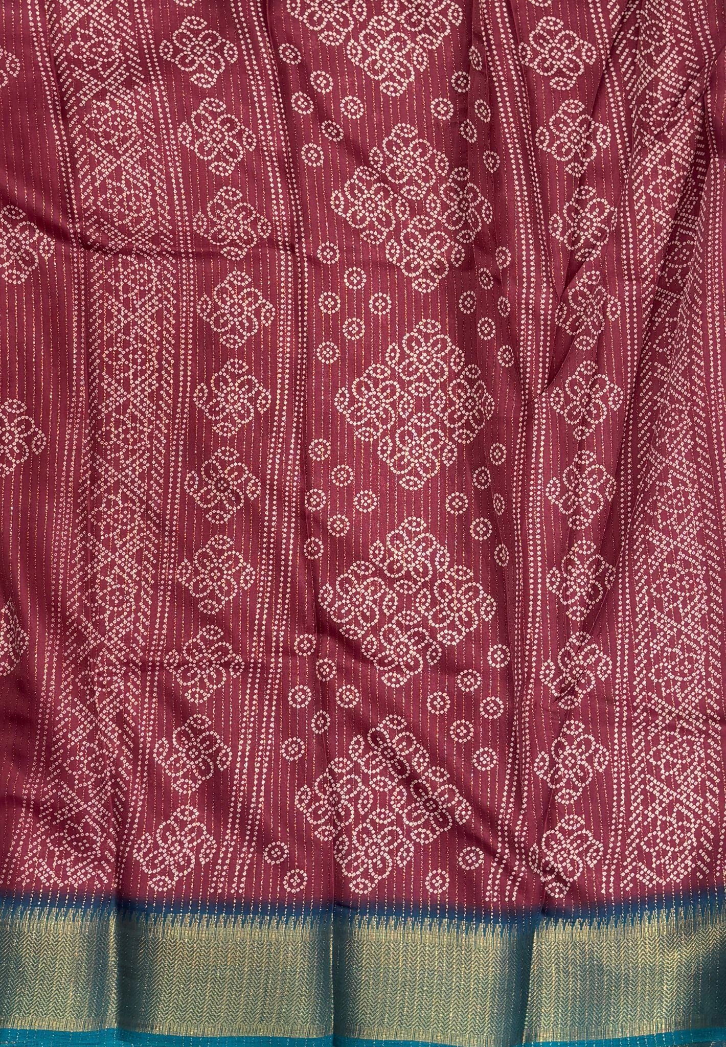 Semi Dola Silk Saree-Maroon In Floral Dotwork Border