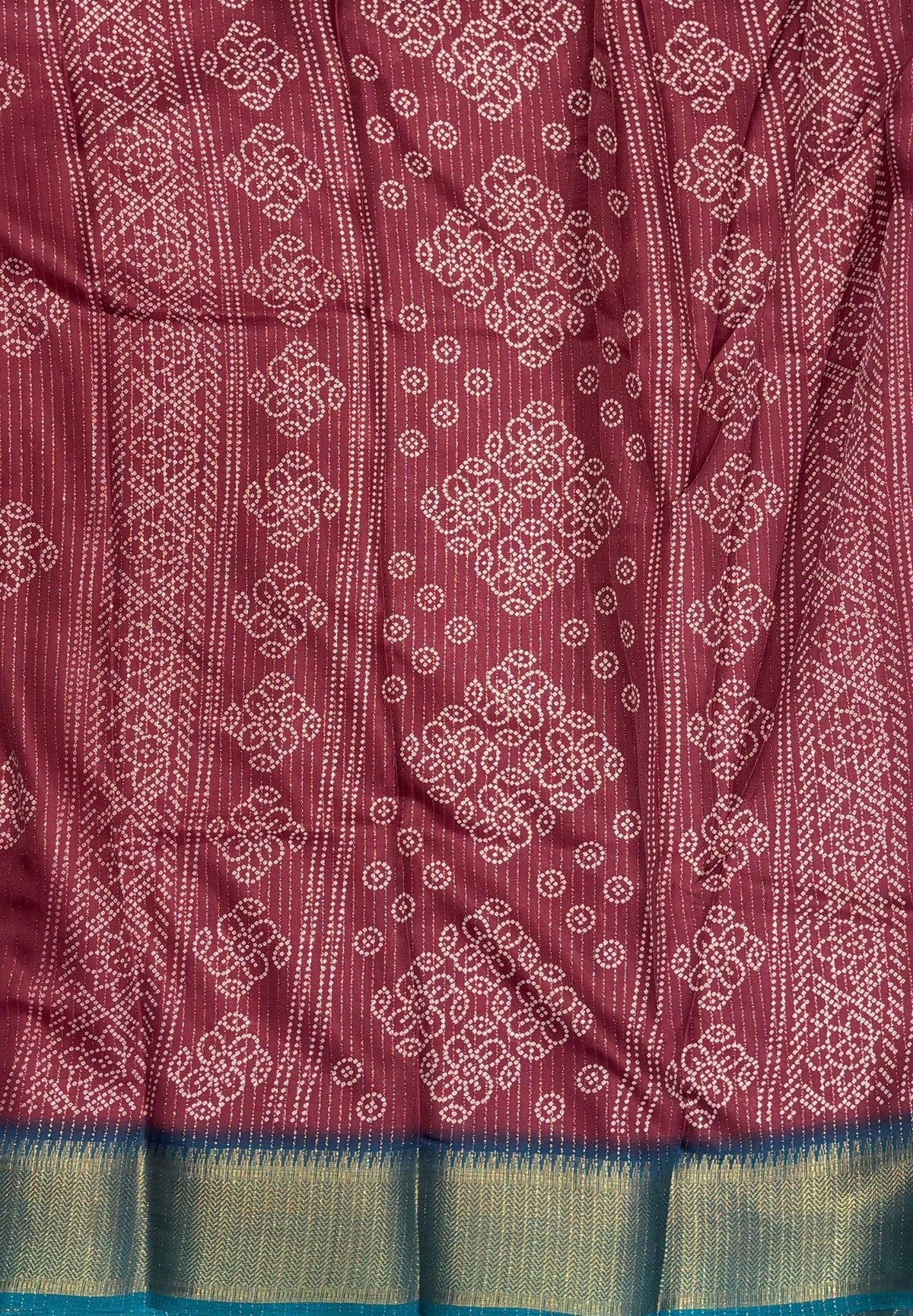Semi Dola Silk Saree-Maroon In Floral Dotwork Border