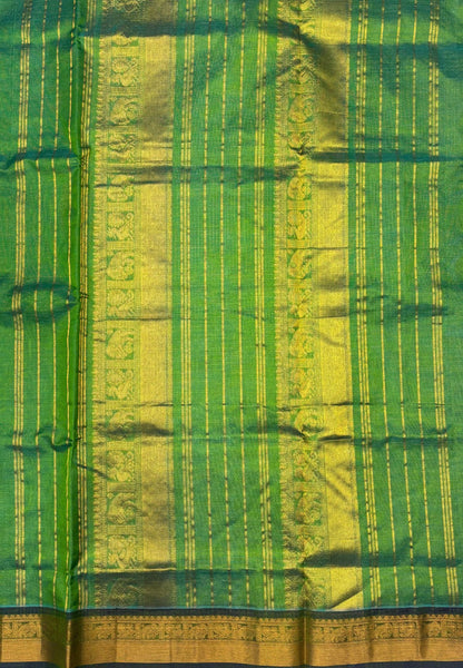 Pure Silk Cotton Saree-Pista Green In Vairaoosi Zari With Contrast Border