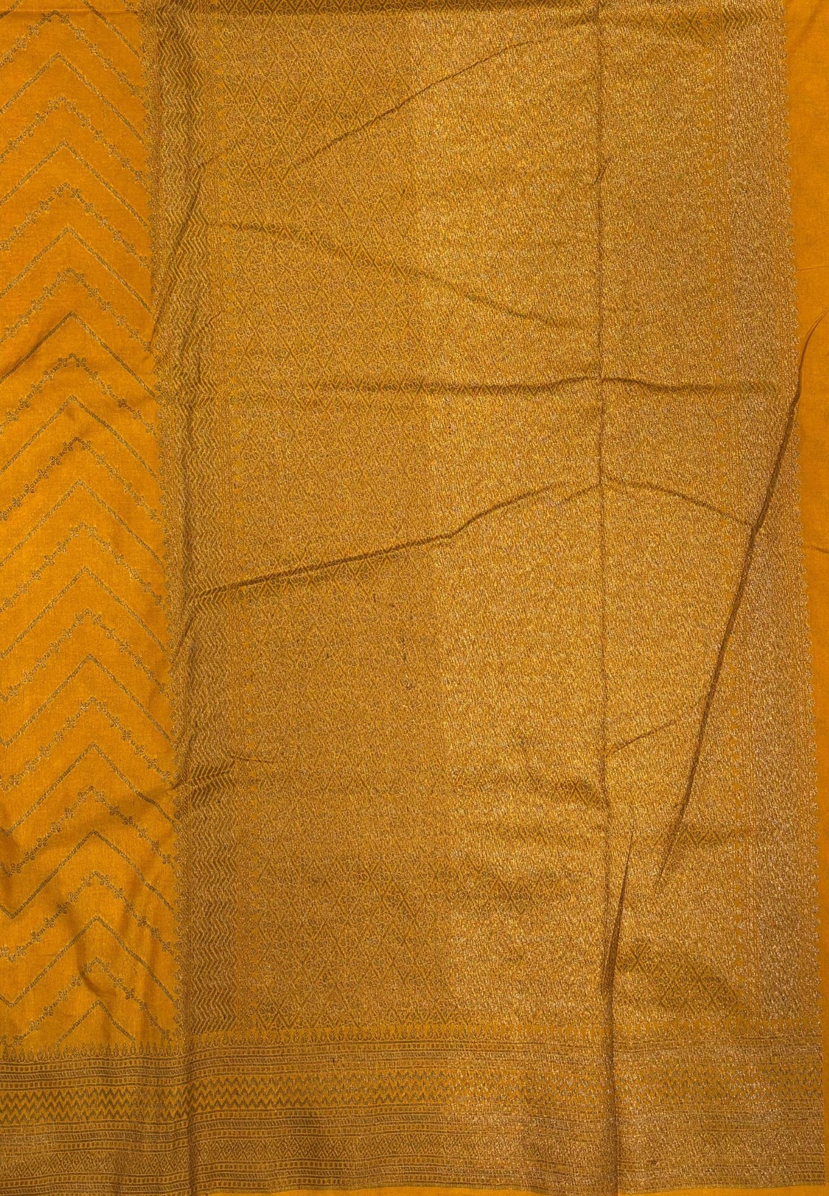 Banarasi Saree-Mustard Yellow In Zigzag Zari Border