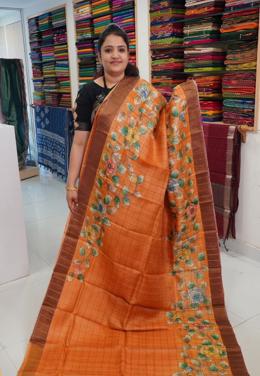 Pure Tussar Saree - Orange