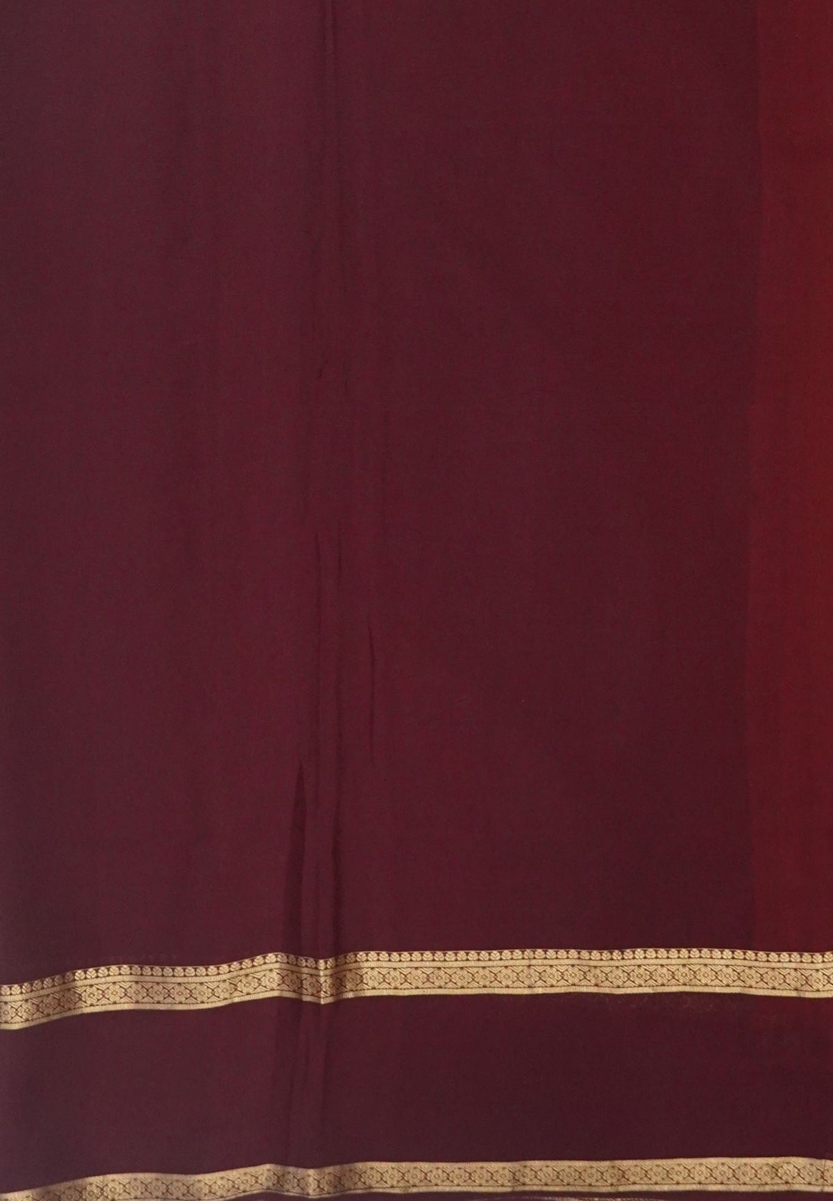 Pure Mysore Silk Saree-Rust Orange In Pichwai Embroidery With Contrast Border