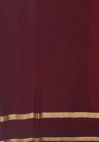 Pure Mysore Silk Saree-Rust Orange In Pichwai Embroidery With Contrast Border