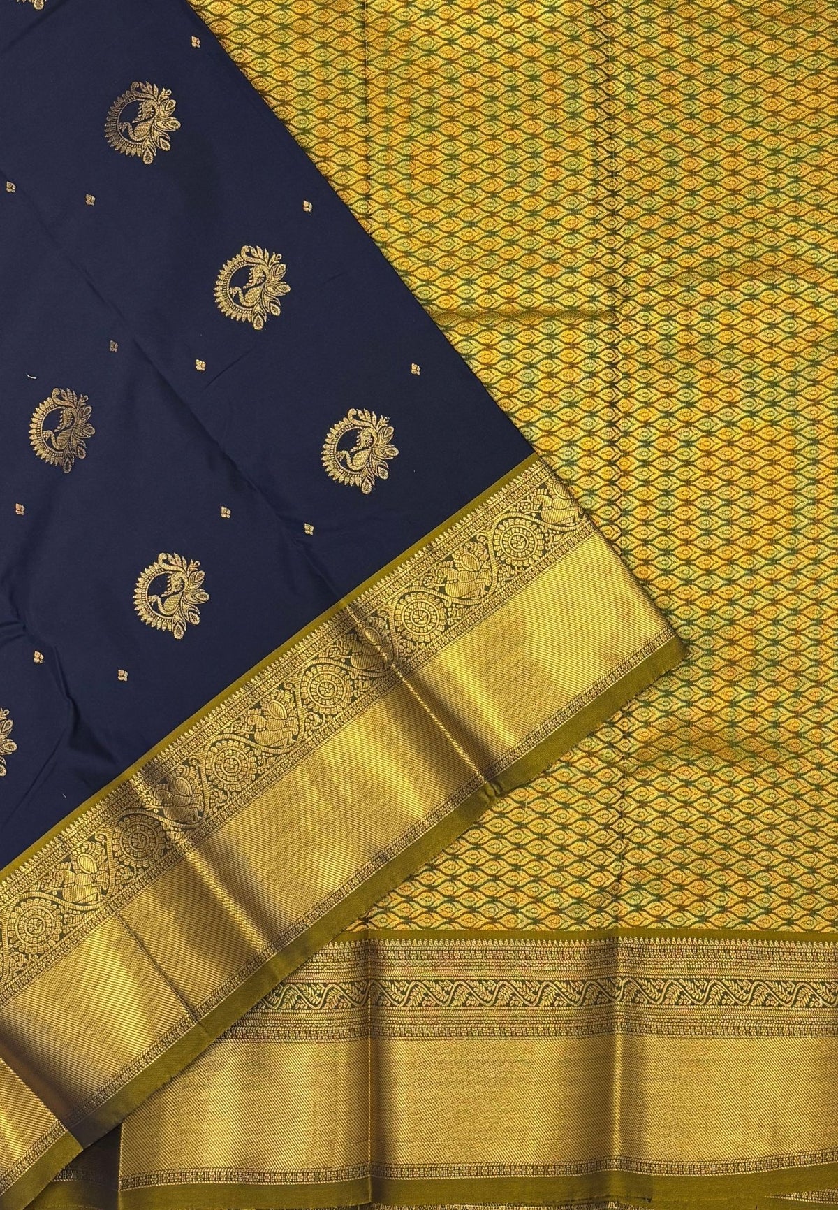 Budget Kanchipuram Saree-Navy Blue