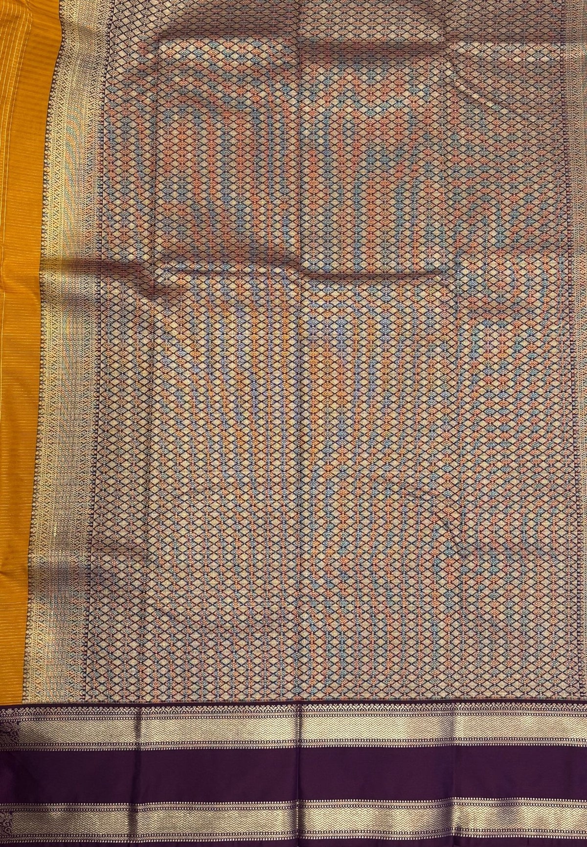 Budget Kanchipuram Saree-Mustard with Contrast Border