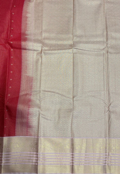 Budget Kanchipuram Saree-Red with Contrast Border