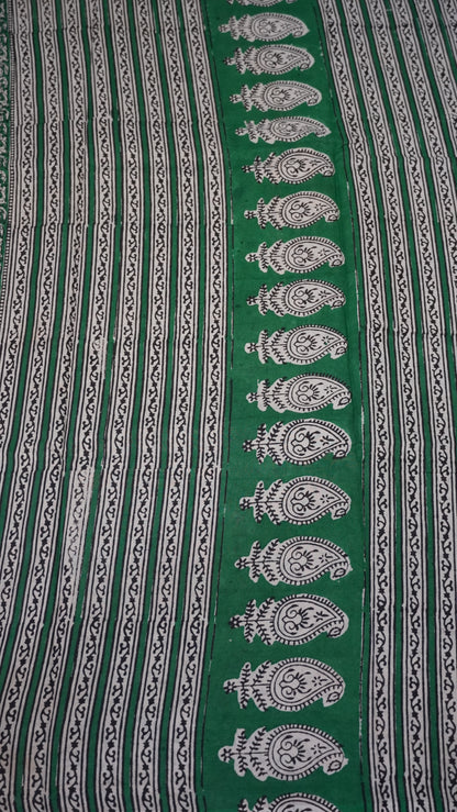 Mul Mul Cotton Saree Black Small Dots