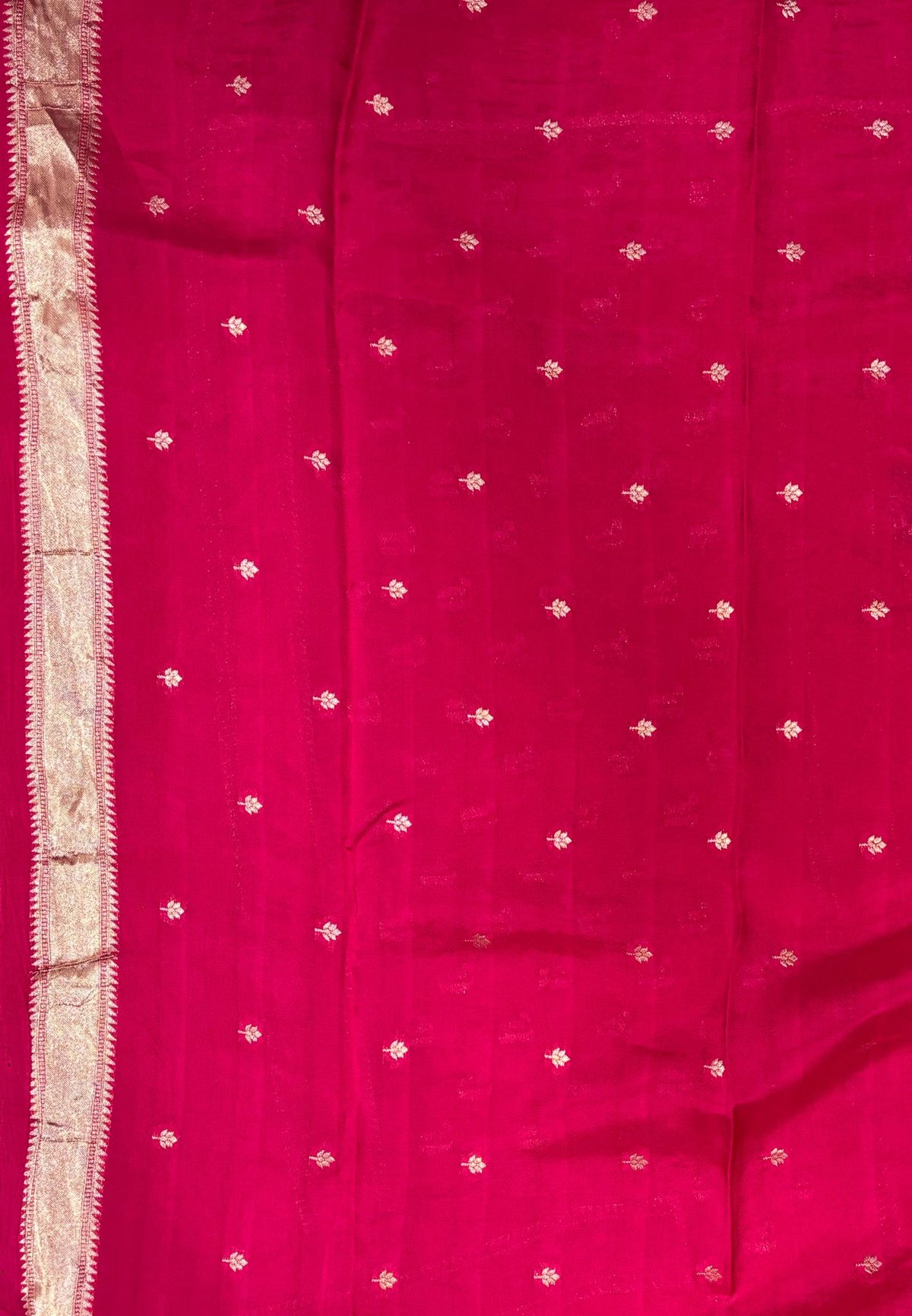 Satin Organza Saree-Rani Pink In Paithani Floral Zari Border