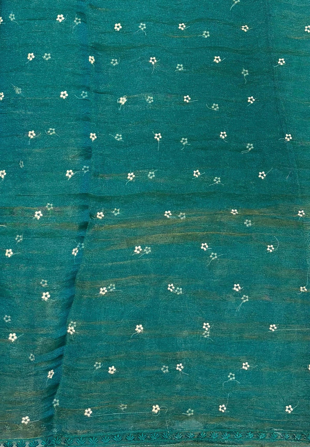Tissue Organza Saree-Blue In Tropical Garden Border