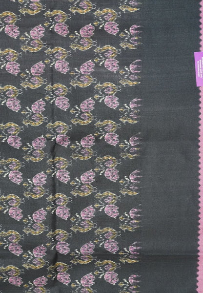 Semi Matka Tussar Saree-Muted Wine with Contrast Border and Zari Checks