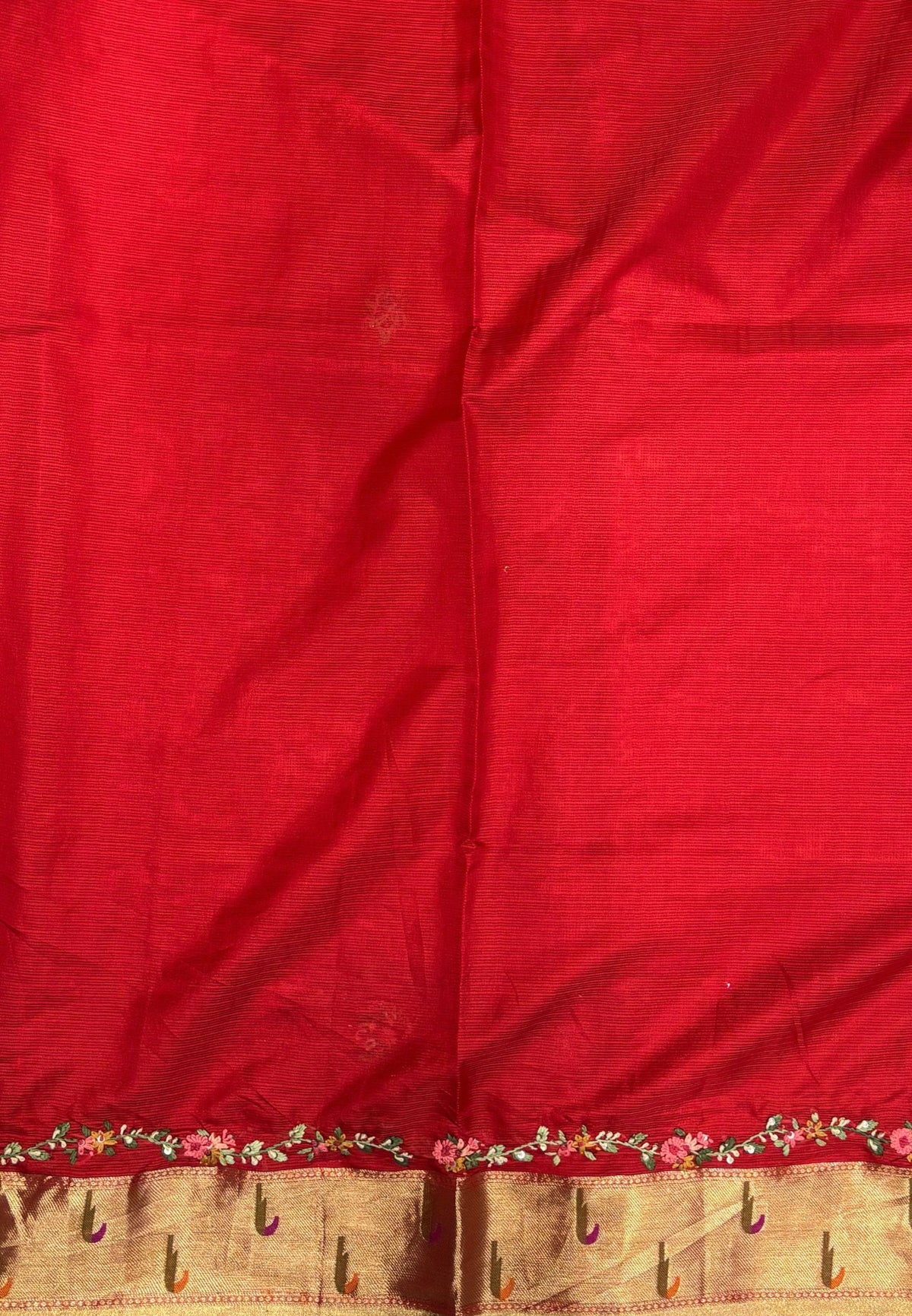 Kota Saree-Red In Floral Zari Vine Border