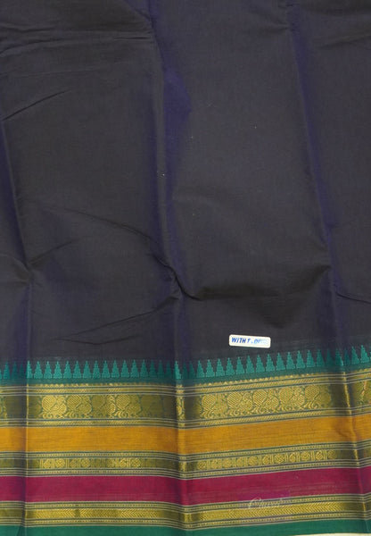 Chettinadu Cotton Saree-Navy Blue with Varisapet Border