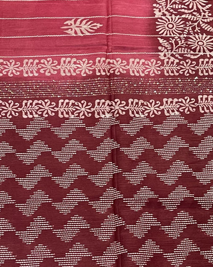 Bhagalpur Cotton Saree - Dark Pink