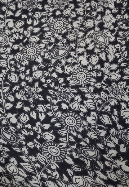 Kalamkari Cotton Saree – Traditional Art Inspired Design – Black