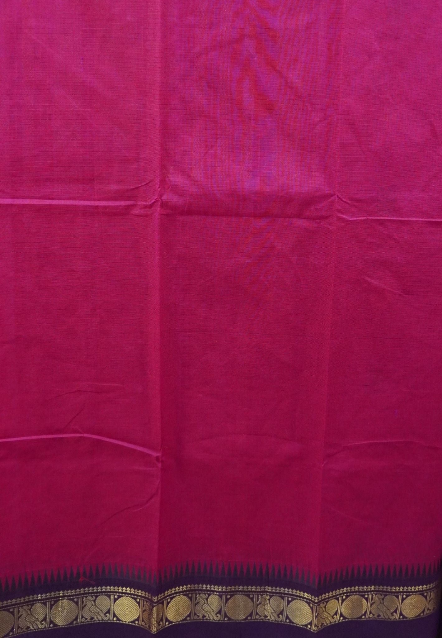 Chettinad Cotton Saree–Rani Pink-Wine Purple with Heritage Zari Border