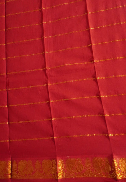 Sungudi Cotton Saree-Red with Veldhari Pattern & Rich Pallu