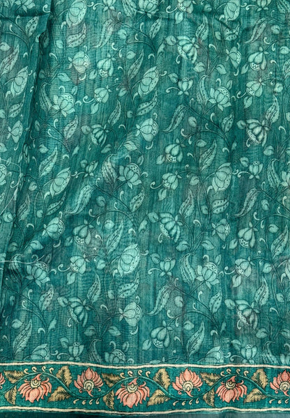 Chanderi Saree-Light Green In Floral Peacock Border
