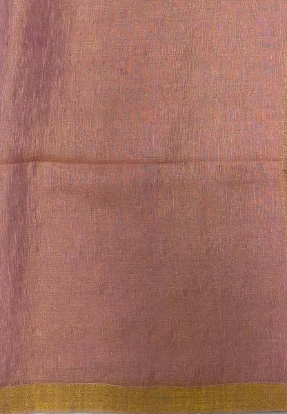Tissue Silk Saree-Baby Pink In Lotus Motif Border