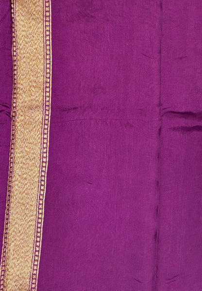 Kattan Silk Saree-Purple in Floral Vine Zari Border