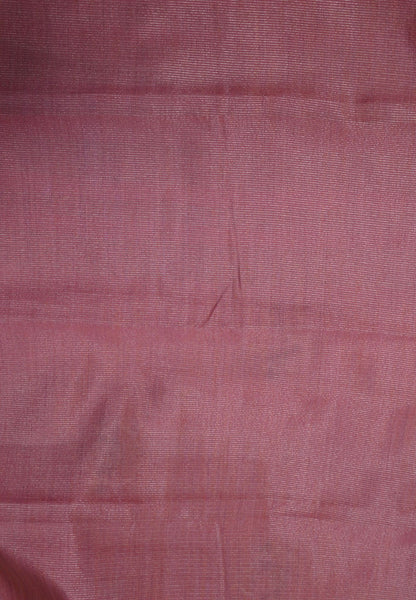 Semi Tussar Saree-Peach Pink with Floral Zari Motif