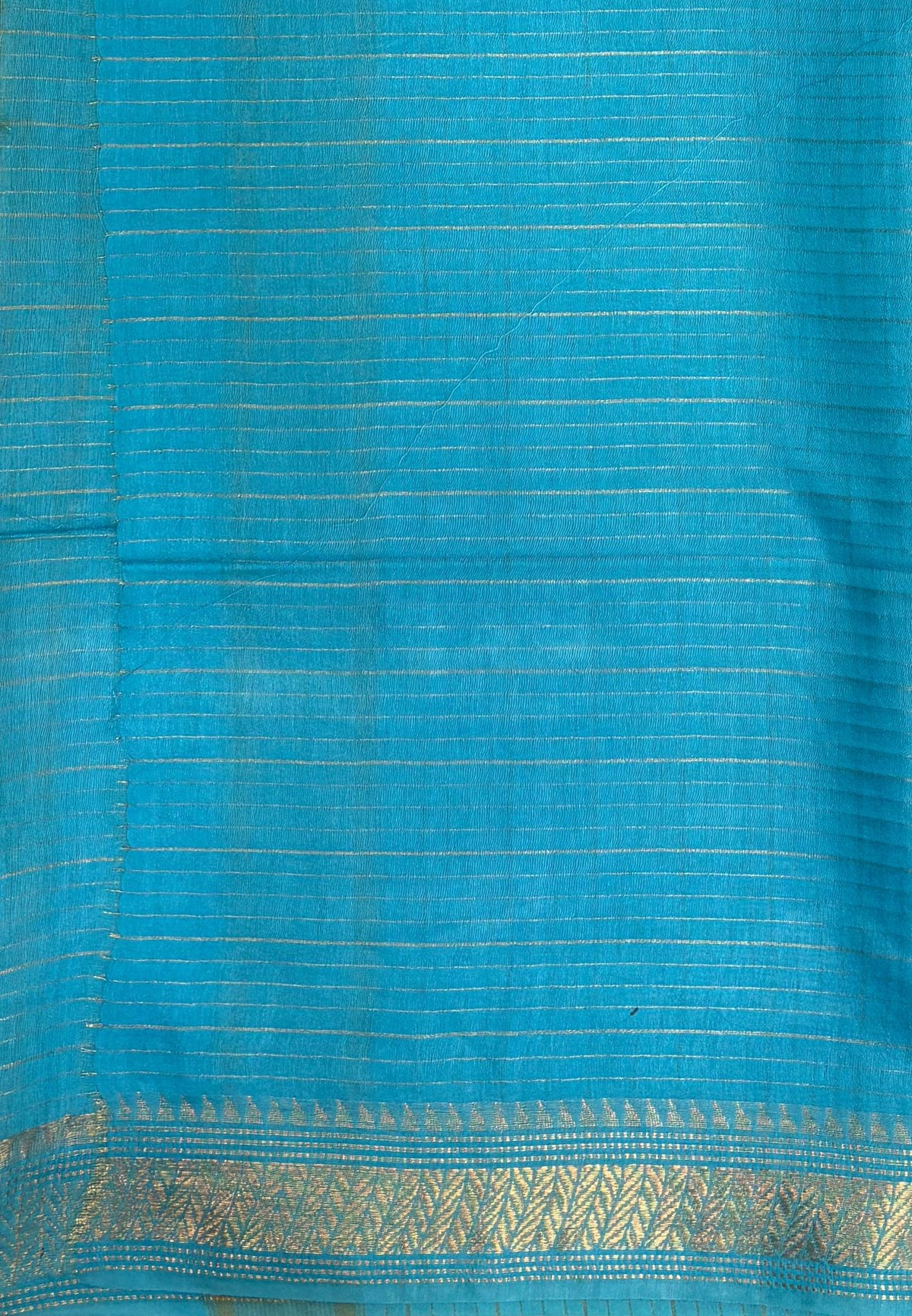 Semi Bhagalpur Tussar Saree-Yellow in Zari checks with Contrast Border