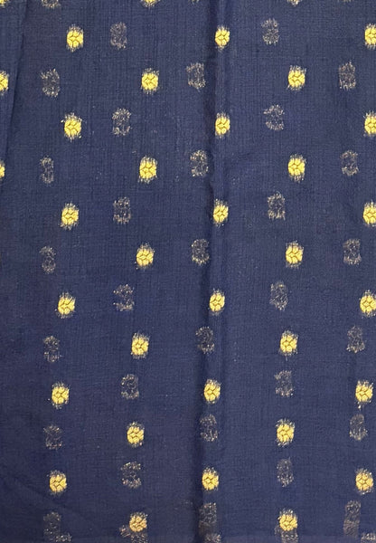 Soft Jute Tussar Saree-Navy Blue In Square Check Zari Border
