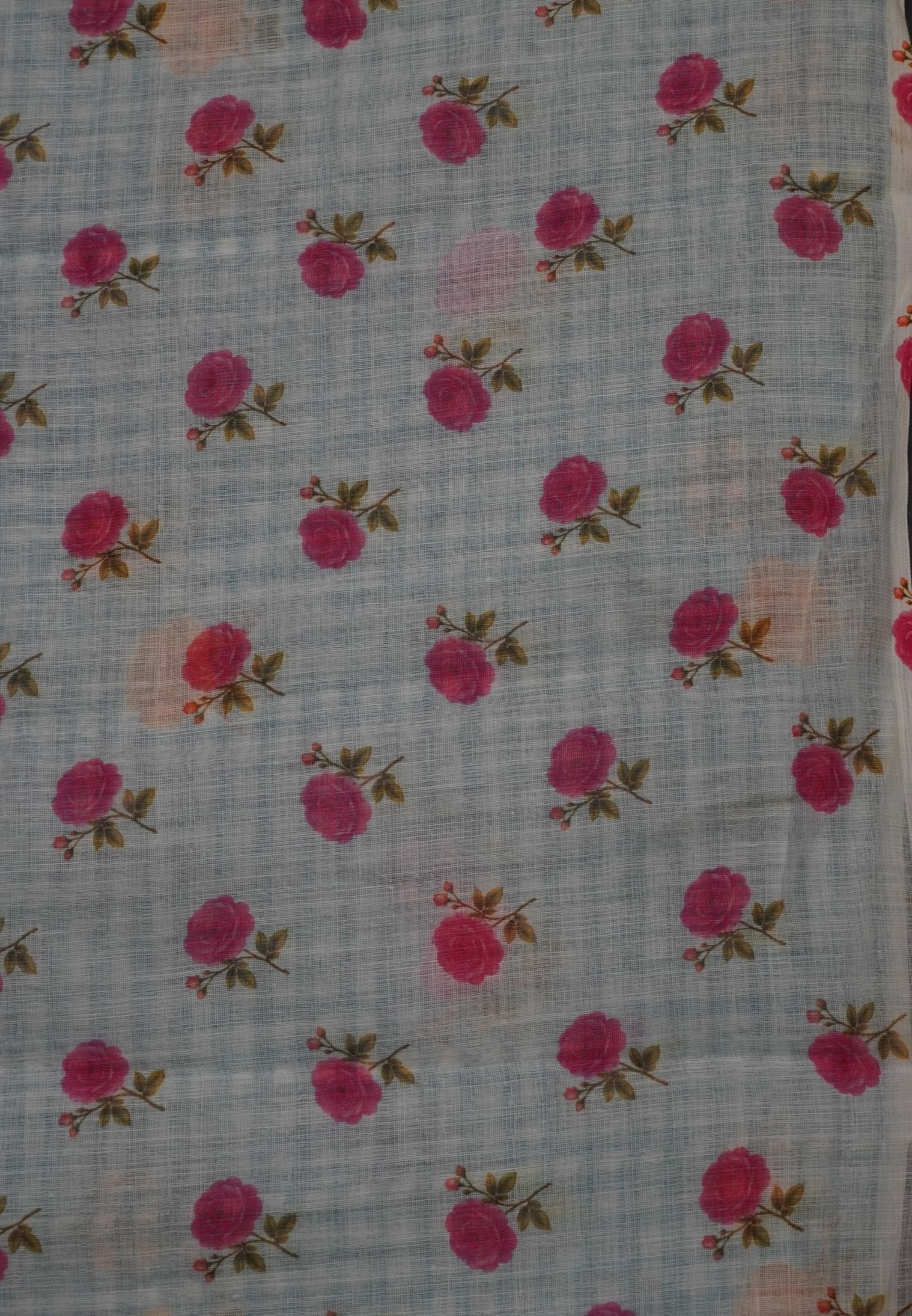 Linen Saree - Checks Sea Green