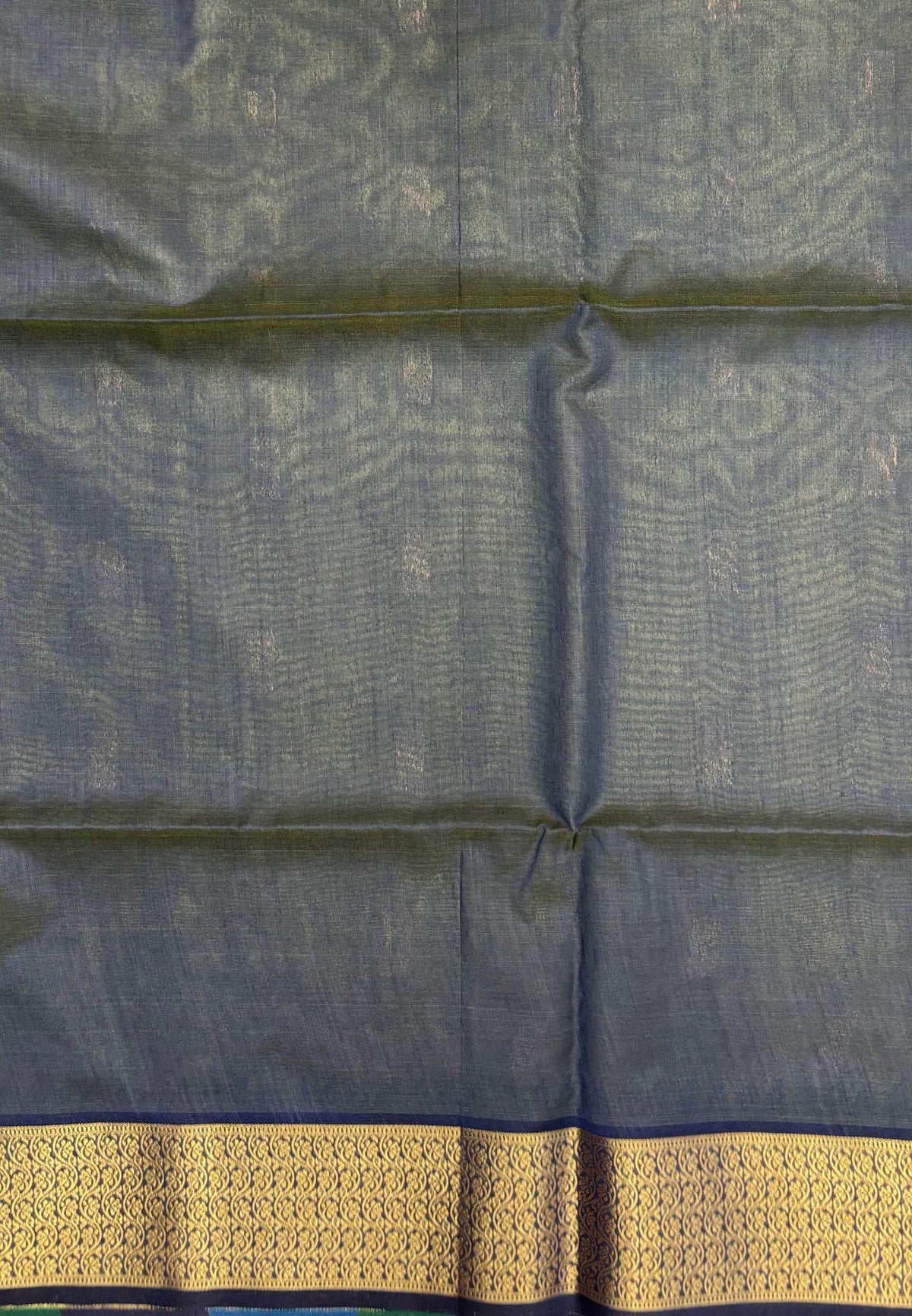 Raw Silk Saree-Olive Green In Brocade Floral Panel Border