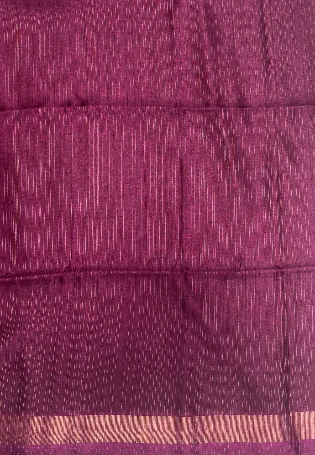 Matka Tussar Saree-Elegant Handwoven Saree with Wine in  Fine Zari Stripes