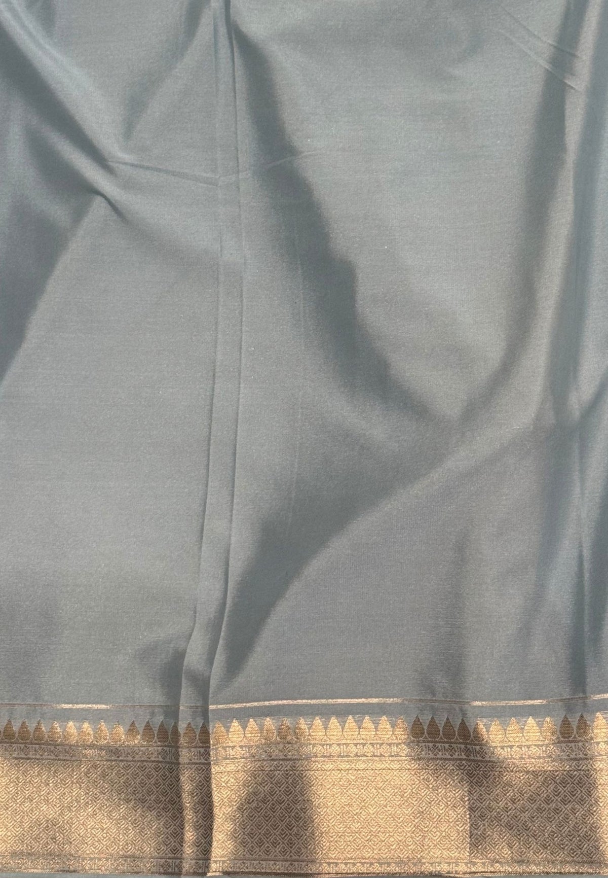 Art Mysore Silk Saree-Violet-Sea Blue In Floral Zari With Contrast Border