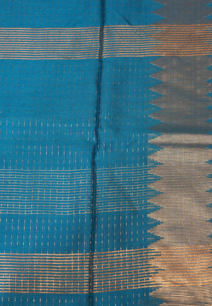 Semi Raw Silk Saree-Ramar Blue