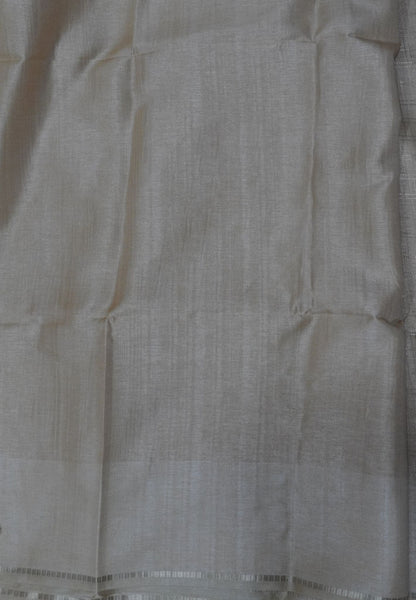 Matka Tussar Saree-Sandle with Zari Checks