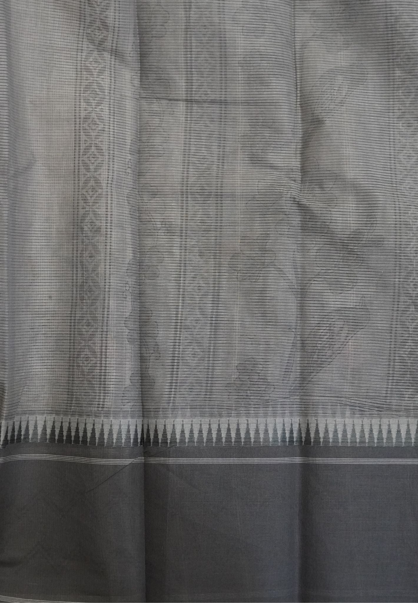 Pure Cotton Saree-Cream with Grey in Pichwai Pattern