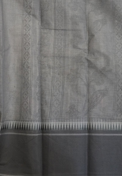 Pure Cotton Saree-Cream with Grey in Pichwai Pattern