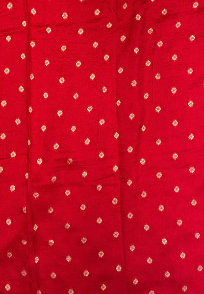 Viscose Saree-Red In Fine Stripe Zari Border