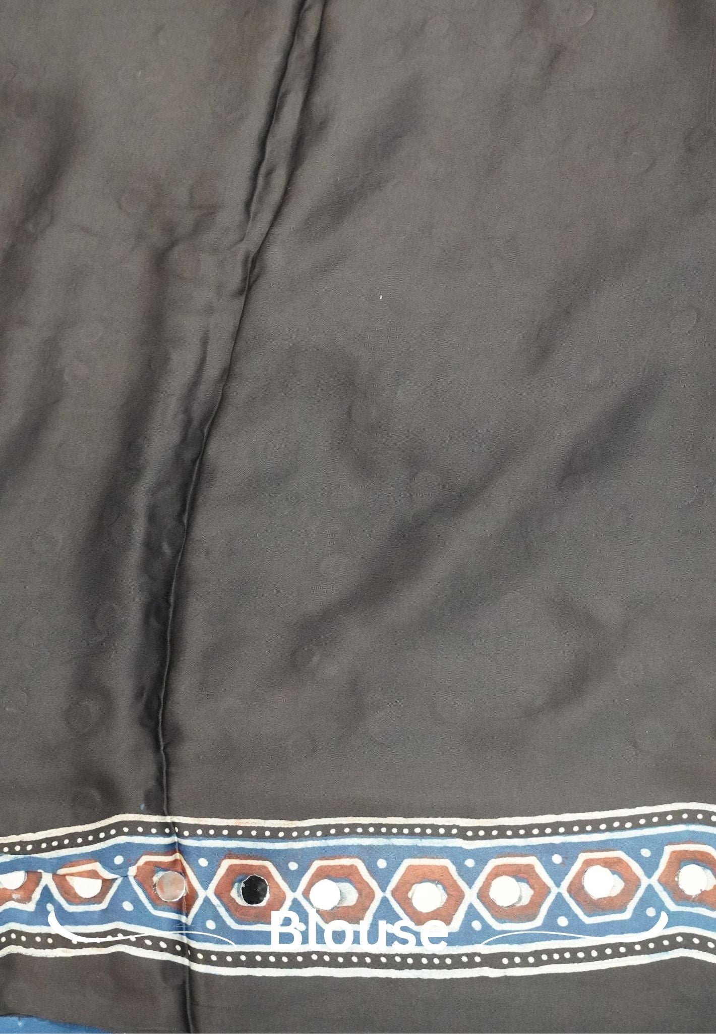 Pure Modal Silk Saree-Original Mirror Work &Traditional Printed Motifs - Black with Blue