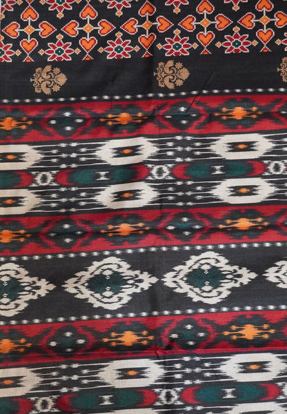 Soft Semi Tussar Saree-Black with Patola Print