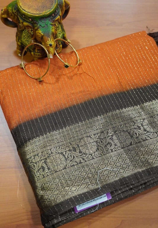 Dola Saree - Orange - Brown