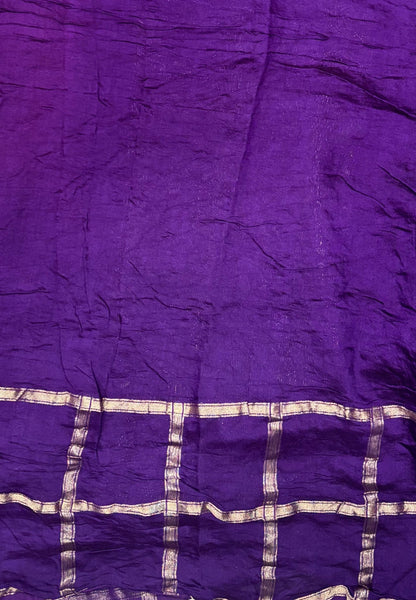 Banarasi Bandeji Saree-Brick Red in Zari Checks with Contrast Border