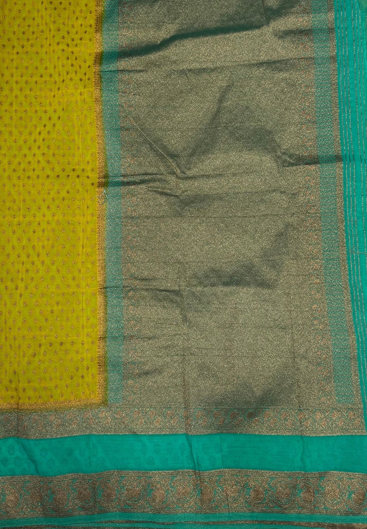 Banarasi Georgette Saree-Yellow with Contrast Retapet Border