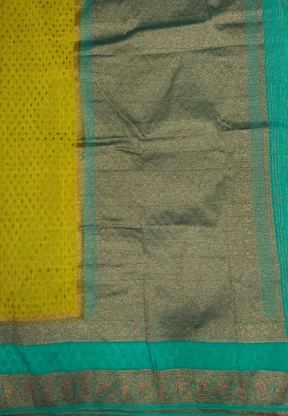 Banarasi Georgette Saree-Yellow with Contrast Retapet Border
